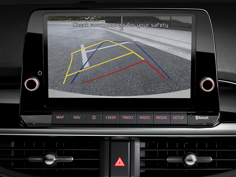 The new Kia Picanto rear view camera with dynamic guidelines